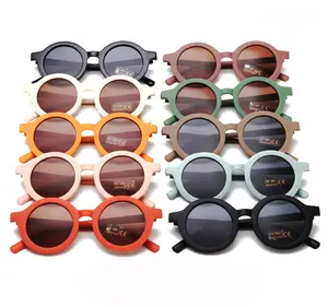 2021廉价圆形眼镜设计师太阳镜儿童哑光彩色儿童墨镜儿童太阳镜2022