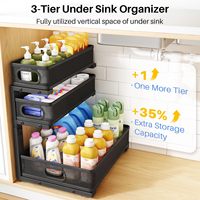 Organisateur d'évier moderne, lot de 2, 3 niveaux, réglable en hauteur, étagère de rangement métallique amovible pour armoire, design durable pour cuisine