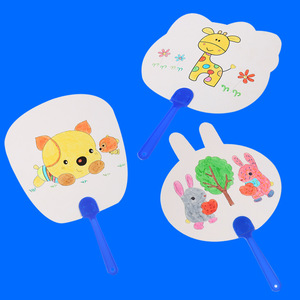 Abanico de Graffiti Diy de dibujos animados para niños, bonito abanico redondo en blanco dibujado a mano, modelo para el Día de los niños, papel de pintura de colores, abanico pequeño - Product Image 2