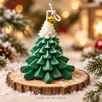 Arovi - Bougie parfumée en forme de petit sapin de Noël en stock, décorations de Noël enneigées, couleur et parfum personnalisés, cadeau festif