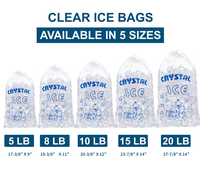 Sac de transport en plastique PE-BD transparent de 8 lb avec impression de logo personnalisé, conception, sacs d'emballage pour glaçons avec cordon de serrage