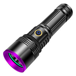 Kép ánh sáng màu tím + trắng 395nm Zoomable Torch LED có thể sạc lại pin 18650 365nm UV mini đèn pin - Product Image 3