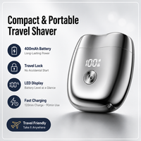 Mini rasoir portable pour hommes, rasoir électrique rechargeable USB-C, verrouillage de voyage, affichage LED, vente en gros, personnalisation OEM