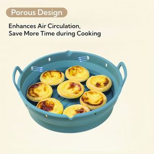 Customize Non Stick Bpa Free Round <b>Foldable</b> Reusable air Fryer Silicone Liners,8.5" Reusable Silicone air Fryer Liners - Product Image 2
