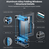 Fenêtre en verre double pliante horizontale de haute qualité, économique, avec cadre en alliage d'aluminium et design insonorisé