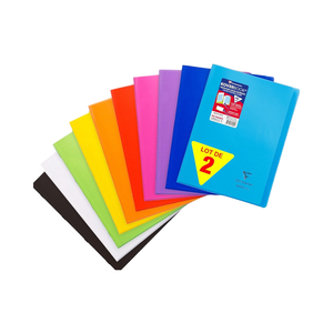 971601AMZC Lot de 2 cahiers A4 de couleurs assorties, <span class=keywords><strong>96</strong></span> <span class=keywords><strong>pages</strong></span>, 21 x 29,7 cm, 90 g, couvertures en polypropylène avec marge - Product Image 1