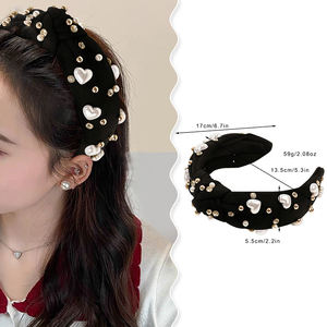 عقال على الطراز الأوروبي والأمريكية مرصع بالماس عقدة لؤلؤ واسعة للنساء بيع بالجملة إكسسوارات شعر وغسيل الوجه - Product Image 2