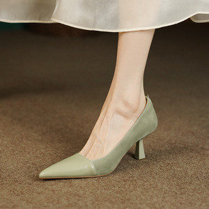 Nuove Scarpe con <span class=keywords><strong>Tacco</strong></span> Alto Autunnali Patchwork <span class=keywords><strong>Marroni</strong></span> a Punta Francese con <span class=keywords><strong>Tacco</strong></span> a Spillo Versatili ed Eleganti - Product Image 1