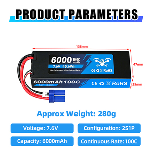 2S 7.6V 6000mAh/8000mAh/9000mAh 100C RC Grafen Pil Sert Kılıf 4mm Fişli Yüksek Voltajlı 1/10 1/8 RC Araba Truggy Tekne için - Product Image 2