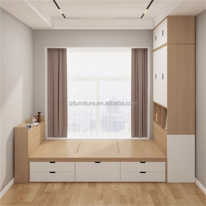 Customize Inexpensive Multifunctional Tatami Bedroom Sets Built-in Wooden <b>Storage</b> Bed With Desk & Wardrobe for Studio Apartments - Product Image 4
