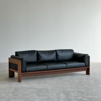 Vente directe d'usine, canapé Bastiano en cuir souple rétro de designer de niche, en bois massif italien, personnalisable
