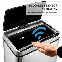 Cubo de Basura Automático de 30L - 80L, Cubo de Basura Inteligente de Acero Inoxidable con Sensor, Cubo de Basura para Cocina