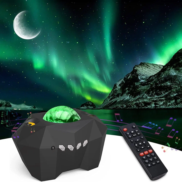 Wireless for Speaker LED Remote Moon Star Projector Night Galaxy Northern Lights Aurora Bedroom Home Theater Parties