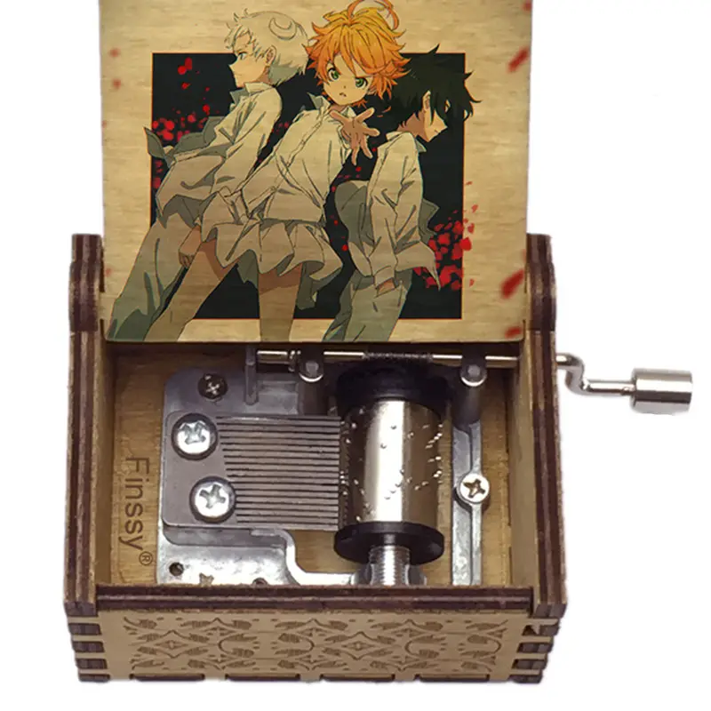 Houten Kleur Muziekdoos Anime De Beloofde Neverland Emma Ray Custom Song Isabellas Slaapliedje Hand Crank Muziekdoos 35