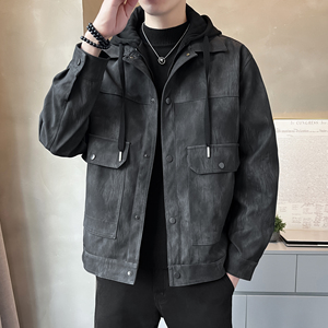 Chaqueta de Trabajo para Exteriores con Cuello Alto, Múltiples Bolsillos y Corte Holgado en Dos Tonos Tierra - Product Image 1
