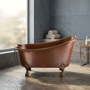 อ่างอาบน้ำทองแดงแบบตั้งพื้นทรงวงรีพร้อมขาตั้ง สำหรับบ้านและโรงแรม - Product Image 1