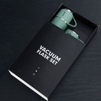 Cadeau d'affaires 500ml en acier inoxydable, ensemble de flacons à vide avec deux tasses/