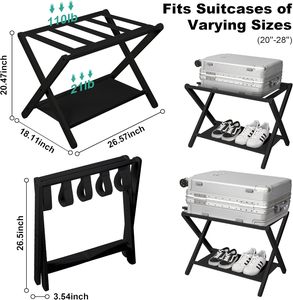 Support de rangement pour bagages en bambou, porte-bagages pliable pour chambre d'amis, armoire, support de valise avec étagère de rangement, meubles de maison - Product Image 2