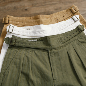 Pantaloni Gurkha Retrò Britannici da Uomo in Cotone, Larghi e Casual, <span class=keywords><strong>a</strong></span> Vita Alta, Verde <span class=keywords><strong>a</strong></span> Spina di Pesce, Stile Seattle con <span class=keywords><strong>Pieghe</strong></span> - Product Image 3