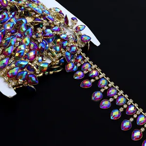 F031厂家批发水晶钻石水钻爪链珠光水钻和珍珠饰边