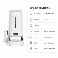 Distributeur de nourriture intelligent pour animaux de compagnie USMILEPET avec caméra, grande capacité 5L, contrôle par application WiFi, vision nocturne, audio bidirectionnel, pour chats et chiens, à domicile