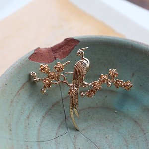 Jiny 3D Perche sur la branche d'oiseau de style ancien, en cuivre coulé couleur Paulownia, accessoire DIY pour la préservation des couleurs - Product Image 3