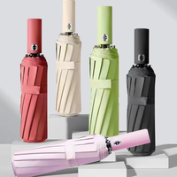 Paraguas de Viaje Minimalista de Nailon con Control Automático Resistente al Viento, Apertura/Cierre Totalmente Automático, 12 Varillas, Impresión de Logotipo Personalizado