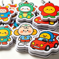 Désodorisant de voiture suspendu personnalisé avec personnage de dessin animé mignon, parfum en papier imprimé sur mesure, animaux et fleurs Kawaii, parfum pour voiture