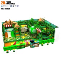 Aire de jeux intérieure commerciale pour enfants, écologique, durable, personnalisée, multi-niveaux, thème forêt, avec toboggan et piscine à balles