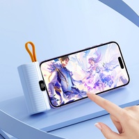 Mini Power Bank portable porte-clés 5000 mAh, station d'alimentation ultra-fine avec câble intégré, charge rapide, écran LED, 65W, compatible iPhone et Android