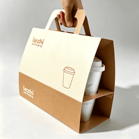 Boîte personnalisée en carton ondulé biodégradable avec poignée en papier kraft découpée, impression dorée pour café, thé, jus et cadeaux