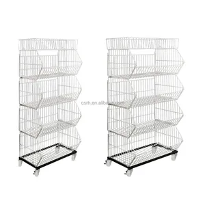 RH-BR01-B 900*450*1380mm* 5layers supermarket shelf 5layers wire baskets display rack