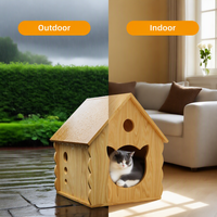 Maison pour chat en bois d'intérieur et d'extérieur, abri respirant pour animaux de compagnie, villa de repos universelle quatre saisons, nid pour chats