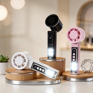 LingPan Portable Fan With Led Light <b>Foldable</b> Digital Display Handheld Rechargeable <b>Desk</b> Fan For Outdoor Office Use - Product Image 4