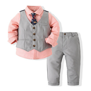 Ropa para Recién Nacidos, Trajes Formales con Chaleco y Camisa, Trajes para Bebés, Conjuntos de Pantalones de Caballero, Venta al por Mayor - Product Image 1