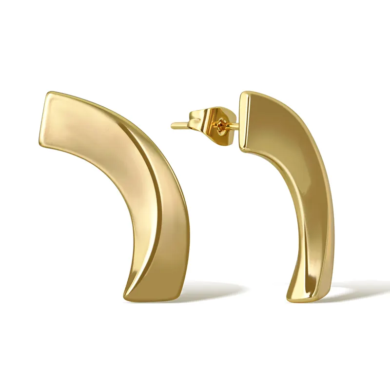 fashion jewelry brass earring metal sheets shape gold plated stud earrings for women