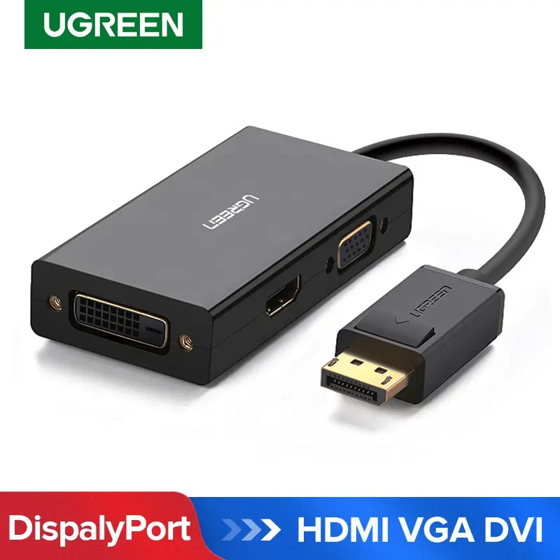 Đầu Chuyển Displayport 3 Trong 1 Ugreen DP Sang HDR 4K VGA DVI Bộ Chuyển Đổi Cáp Cổng Hiển Thị Từ Nam Sang Nữ Cho Máy Chiếu Máy Tính Xách Tay HKPC