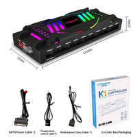 Controlador de Ventiladores ARGB, Hub PWM con Control de Temperatura, Cable Divisor RGB de 3 y 4 Pines, Cable de Sincronización para Refrigeración de PC Gaming