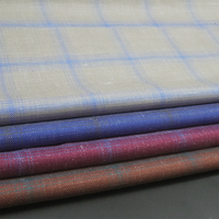 Nouveau Tissu Biologique Lin Soie Laine pour Costumes Homme Prêt-à-Porter, Mélange de Laine Mérinos Peignée Teinte en Fil, Motif Tissé pour Veste