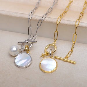 S925 <b>Silver</b> Thick <b>Cross</b> Chain Set Men's Women's Shell Baroque Jewelry Pendant with 4357 <b>Necklace</b> Fashion Pendants & Charms - Product Image 1