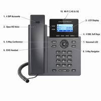 Téléphone IP WiFi GrandStream GRP2602W avec lignes SIP, double bande 2.4G/5G, 4 SIP, conférence 5 voies, Linux VoIP, haut-parleur HD, téléphone de bureau
