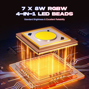 Projecteur de scène à tête mobile LED Vibe Aura 7x8W RGBW 4-en-1 avec stroboscope et DMX 9/14 canaux, durée de vie de la lampe 50000h pour clubs - Product Image 4