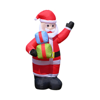 Père Noël gonflable de 6 pieds tenant une boîte cadeau, LED, Noël, gonflable pour la décoration de la cour, de la pelouse, du jardin, des fêtes