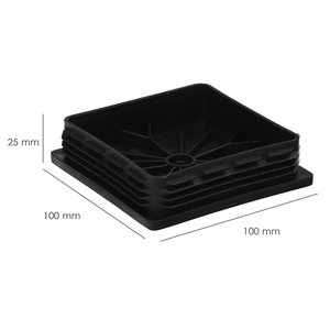 Tappo interno quadrato in plastica 100x100 mm. Nero. Confezione da 25 unità. - Product Image 2