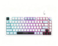 Clavier à membrane filaire JEDEL K512 75% avec bouton rotatif, touches combinées 3 couleurs, éclairage arc-en-ciel pour le bureau et les jeux