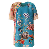 Printemps été nouvelle mode jupes mi-longues au sol Chinoiserie imprimé fleuri plissé coupe ample grande taille pour