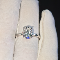 Bague élégante en argent massif plaqué rhodium avec moissanite ovale VVS, bijoux fins, pour femmes et filles, cadeau, testeur de diamant