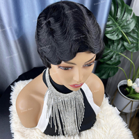 20% de réduction sur les perruques courtes, perruques en cheveux humains pour femmes, perruque en cheveux humains coupe pixie, perruque en cheveux humains à ondulations fines, couleur naturelle, perruque en cheveux humains fabriquée à la machine