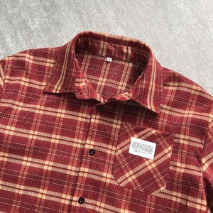 T-shirt décontracté à revers avec logo, en coton épais, coupe oversize à épaules tombantes, chemise à carreaux boutonnée de créateur pour homme - Product Image 3