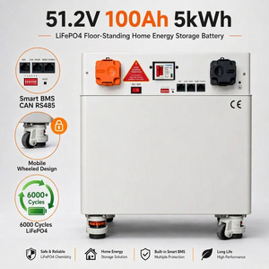 แบตเตอรี่โซลาร์ LiFePO4 51.2V 100Ah 5kWh 6000 รอบการใช้งาน พร้อมระบบจัดการแบตเตอรี่อัจฉริยะแบบเคลื่อนที่ได้ (Mobile Smart BMS) รองรับ CAN RS485 ระบบสำรองไฟบ้านแบบตั้งพื้น - Product Image 2